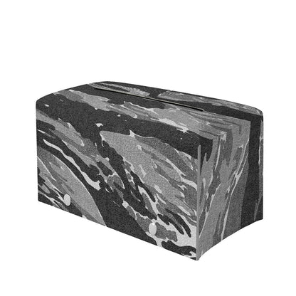 Grey Tiger Stripe Camouflage Print Leather Tissue Box Cover