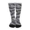 Grey Tiger Stripe Camouflage Print Long Socks