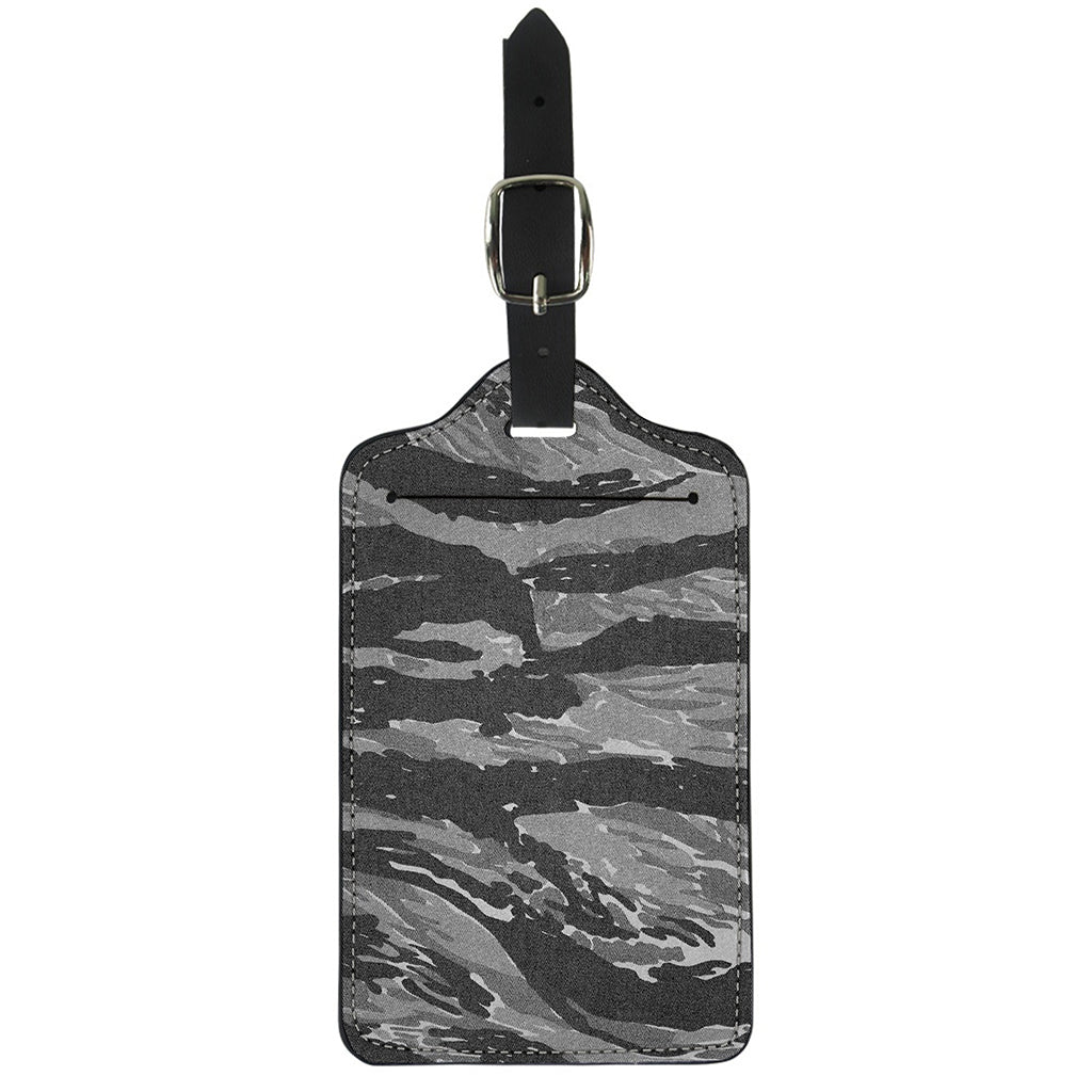 Grey Tiger Stripe Camouflage Print Luggage Tag