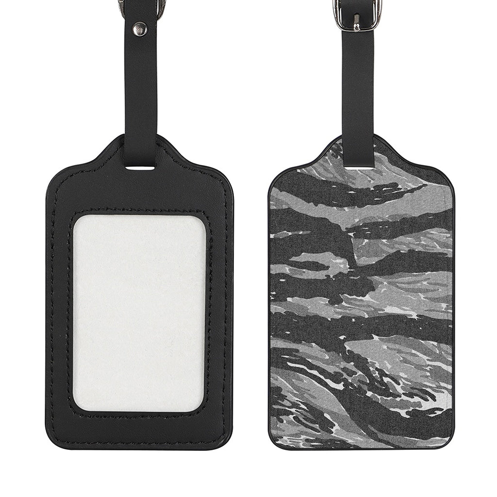 Grey Tiger Stripe Camouflage Print Luggage Tag