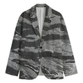 Grey Tiger Stripe Camouflage Print Men's Blazer