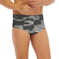 Grey Tiger Stripe Camouflage Print Men's Briefs