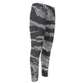 Grey Tiger Stripe Camouflage Print Men's Compression Pants