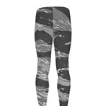 Grey Tiger Stripe Camouflage Print Men's leggings