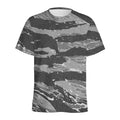 Grey Tiger Stripe Camouflage Print Men's Athletic T-Shirt