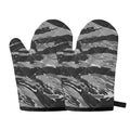 Grey Tiger Stripe Camouflage Print Oven Mitts