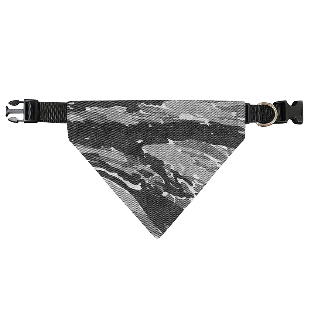 Grey Tiger Stripe Camouflage Print Over The Collar Dog Bandana