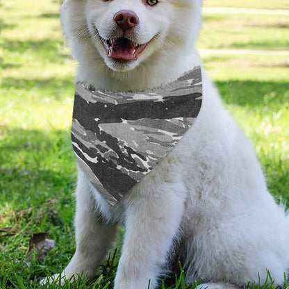 Grey Tiger Stripe Camouflage Print Over The Collar Dog Bandana