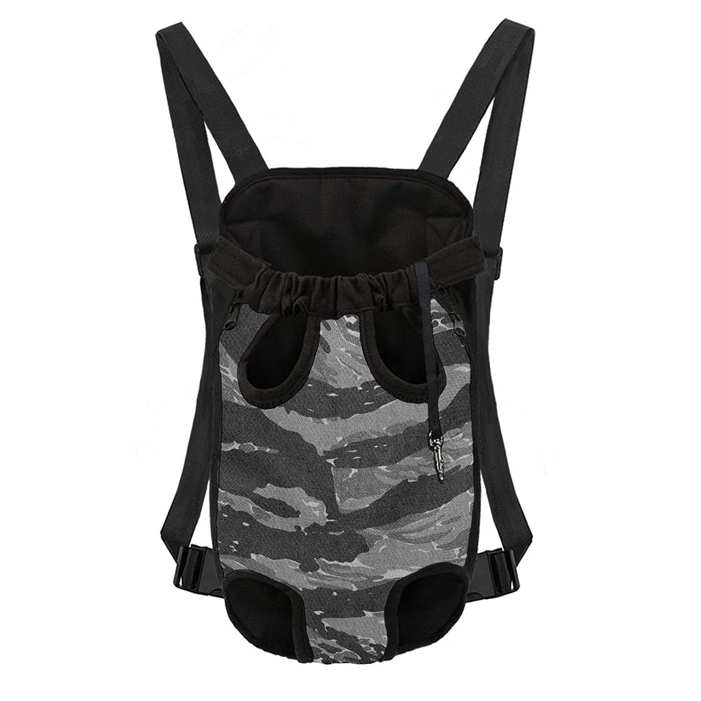 Grey Tiger Stripe Camouflage Print Pet Carrier Backpack