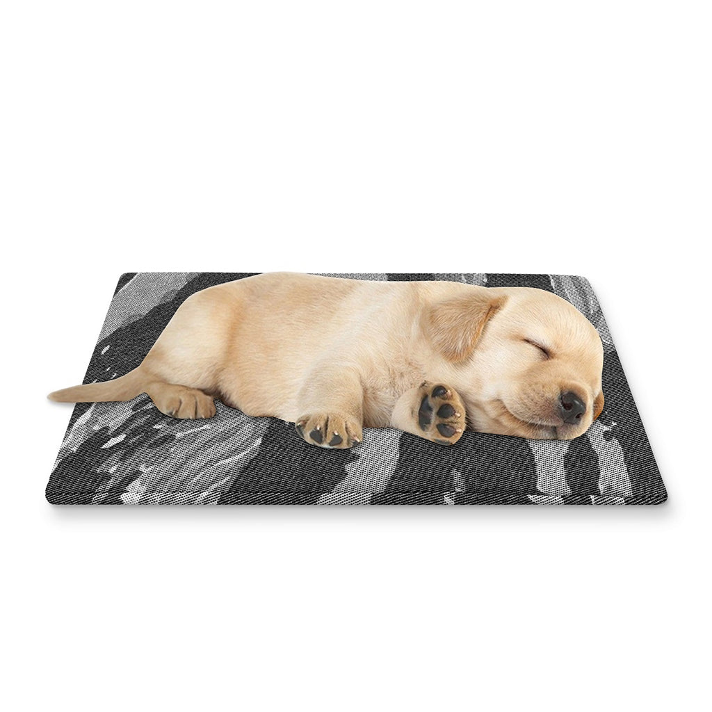 Grey Tiger Stripe Camouflage Print Pet Cooling Mat Cover