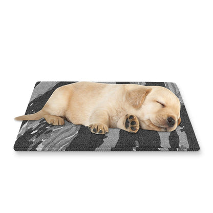 Grey Tiger Stripe Camouflage Print Pet Cooling Mat Cover