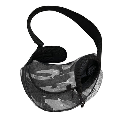 Grey Tiger Stripe Camouflage Print Pet Sling Carrier