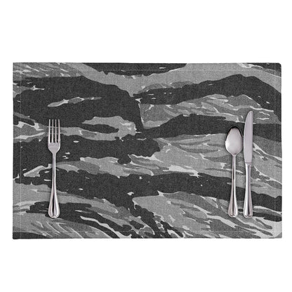 Grey Tiger Stripe Camouflage Print Placemat