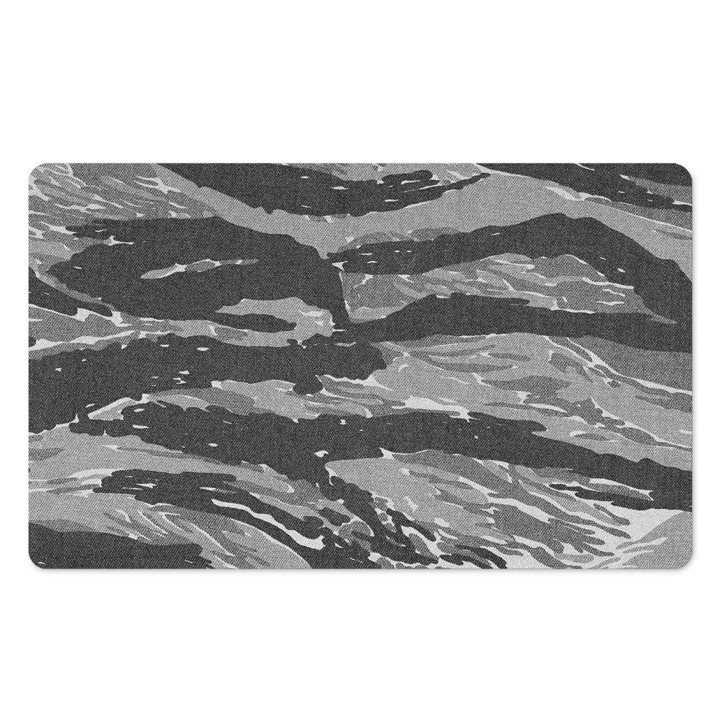 Grey Tiger Stripe Camouflage Print Polyester Doormat