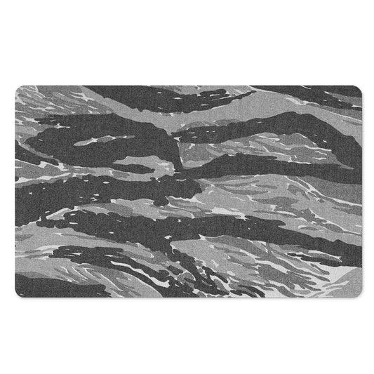 Grey Tiger Stripe Camouflage Print Polyester Doormat