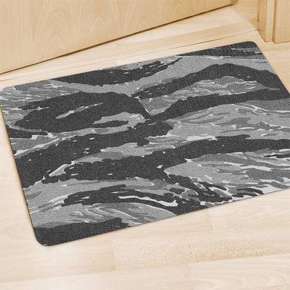 Grey Tiger Stripe Camouflage Print Polyester Doormat