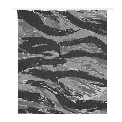 Grey Tiger Stripe Camouflage Print Polyester Shower Curtain