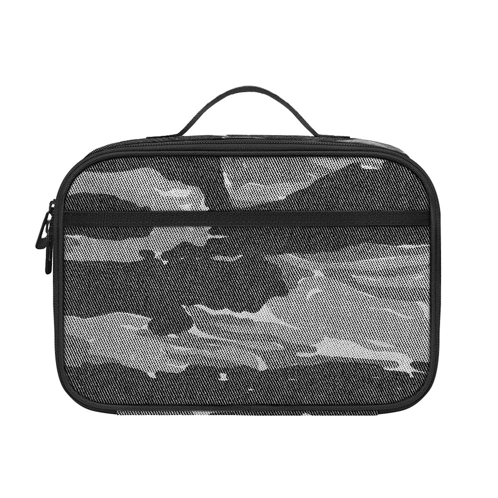 Grey Tiger Stripe Camouflage Print Portable Lunch Bag