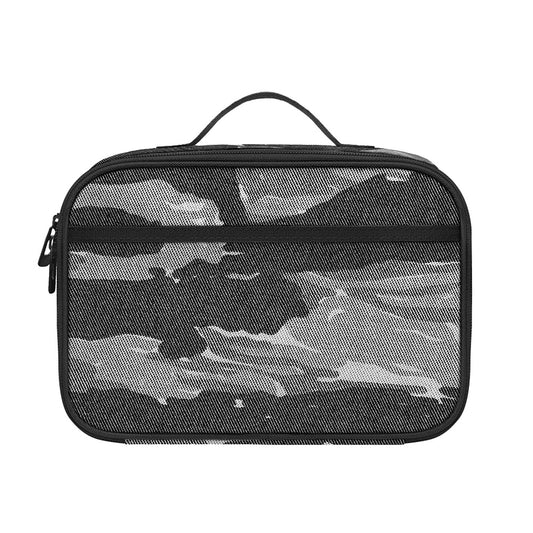 Grey Tiger Stripe Camouflage Print Portable Lunch Bag