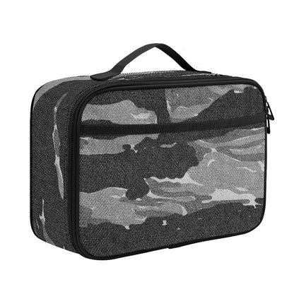 Grey Tiger Stripe Camouflage Print Portable Lunch Bag