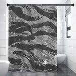Grey Tiger Stripe Camouflage Print Premium Shower Curtain