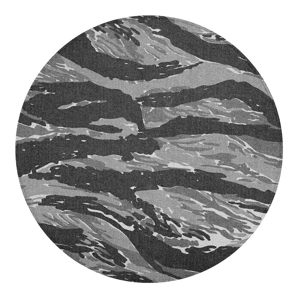 Grey Tiger Stripe Camouflage Print Round Blanket