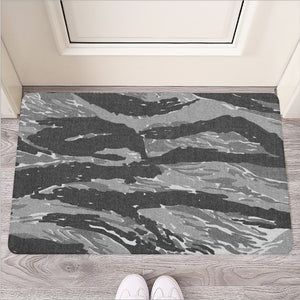 Grey Tiger Stripe Camouflage Print Rubber Doormat