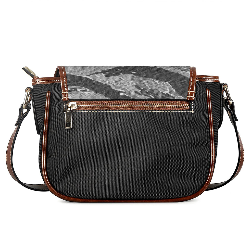Grey Tiger Stripe Camouflage Print Saddle Bag
