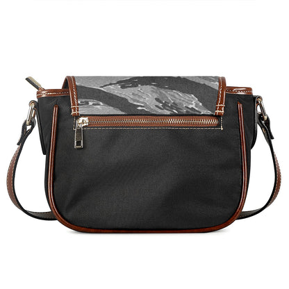 Grey Tiger Stripe Camouflage Print Saddle Bag