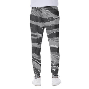 Grey Tiger Stripe Camouflage Print Scuba Joggers