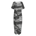 Grey Tiger Stripe Camouflage Print Short Sleeve Long Nightdress
