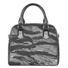 Grey Tiger Stripe Camouflage Print Shoulder Handbag