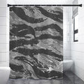 Grey Tiger Stripe Camouflage Print Shower Curtain