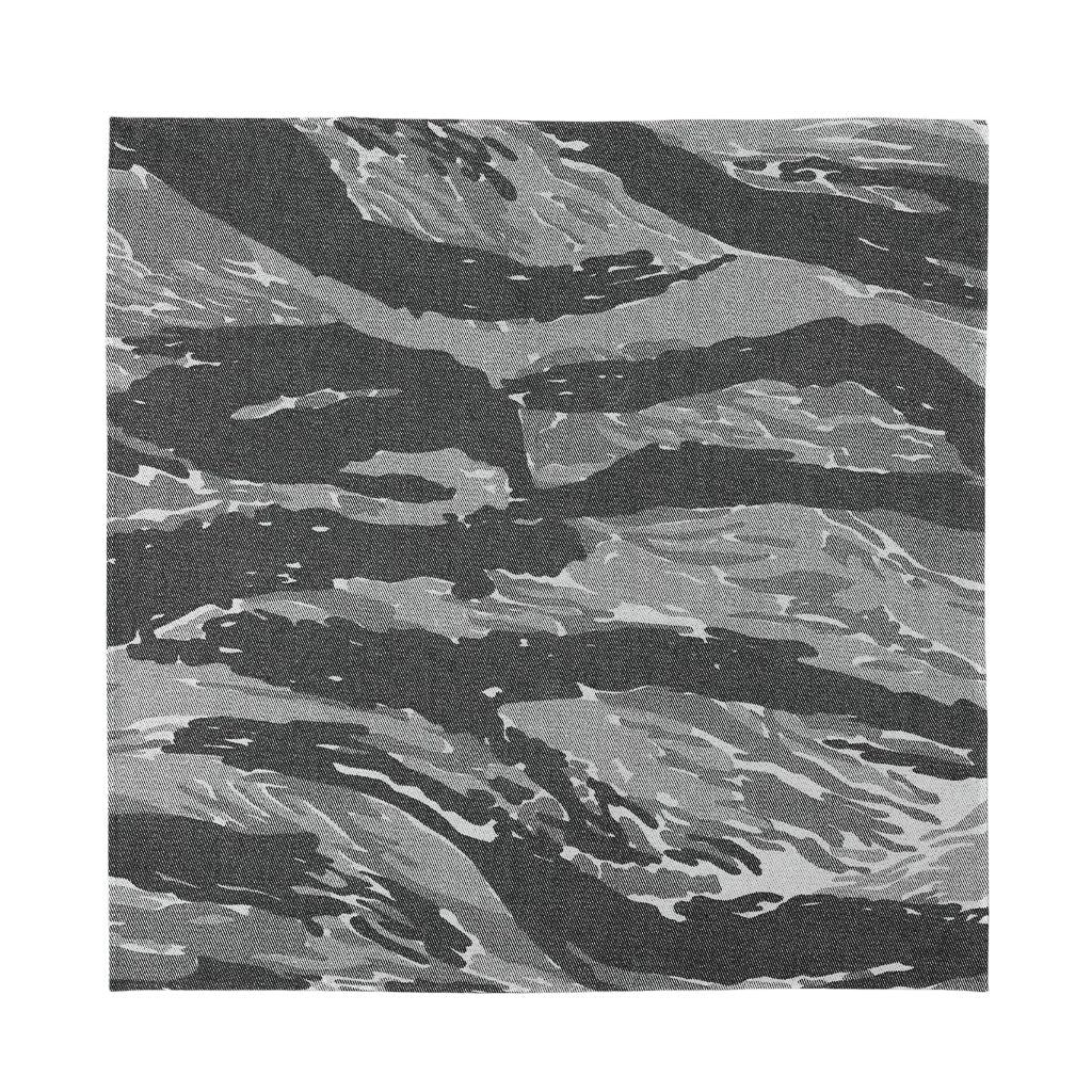 Grey Tiger Stripe Camouflage Print Silk Bandana