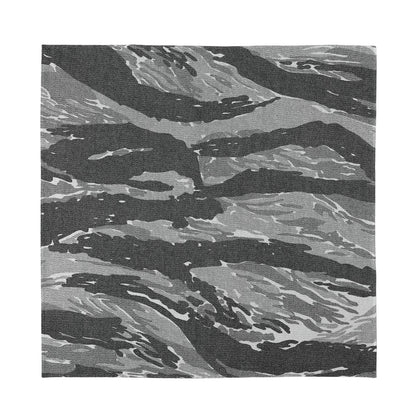 Grey Tiger Stripe Camouflage Print Silk Bandana