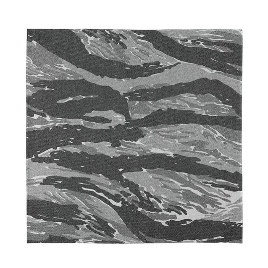 Grey Tiger Stripe Camouflage Print Silk Bandana