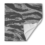 Grey Tiger Stripe Camouflage Print Silk Bandana