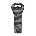 Grey Tiger Stripe Camouflage Print Single Neoprene Wine Tote