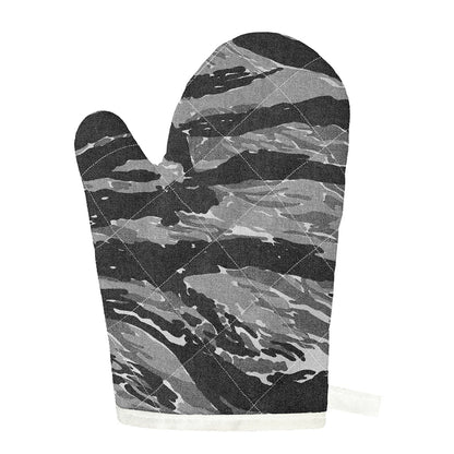 Grey Tiger Stripe Camouflage Print Single Oven Mitt