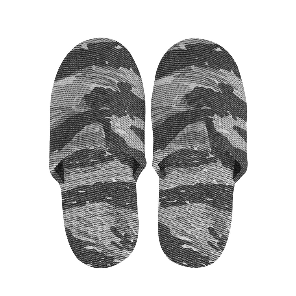 Grey Tiger Stripe Camouflage Print Slippers