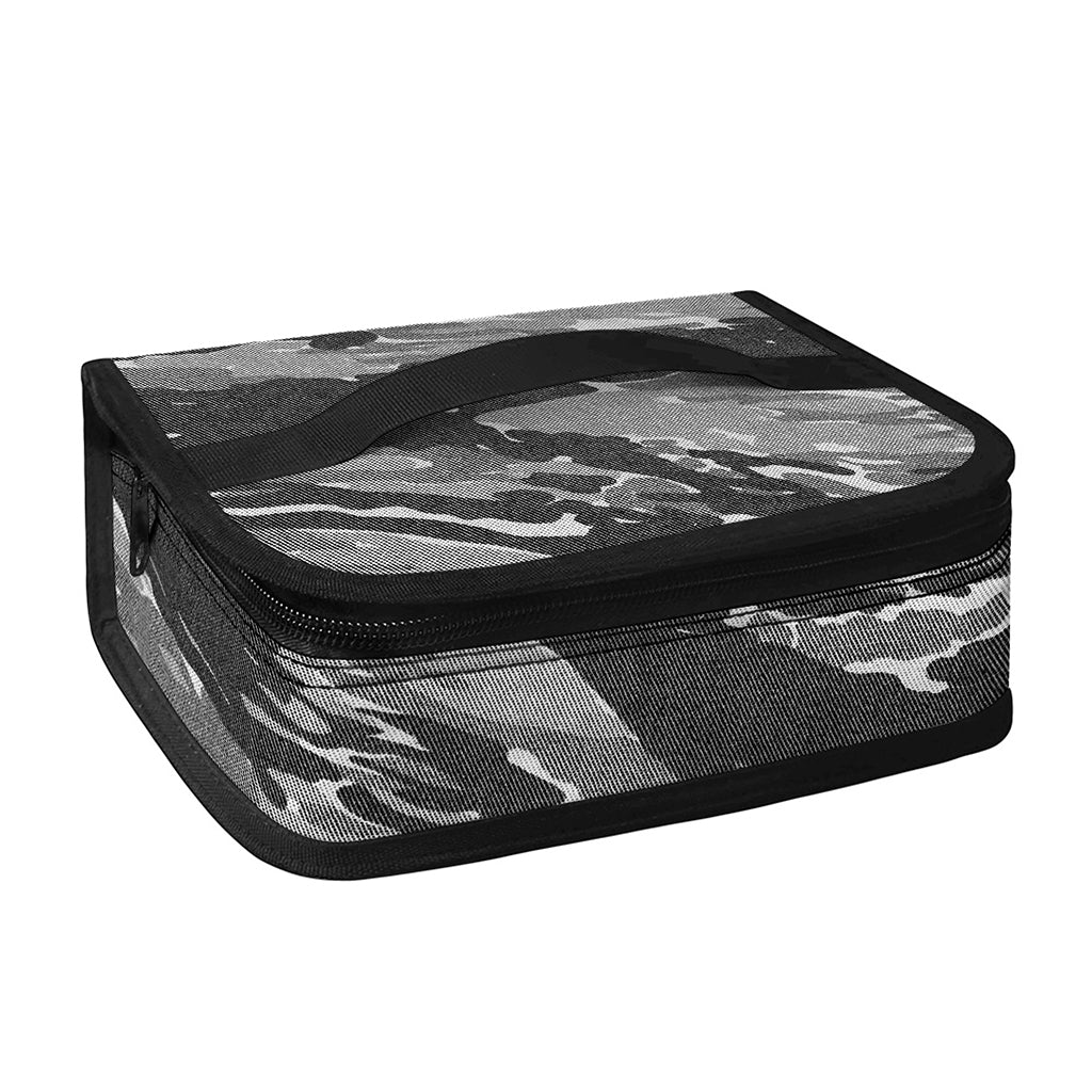 Grey Tiger Stripe Camouflage Print Small Lunch Bag