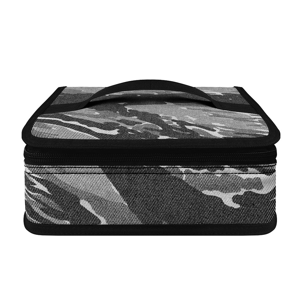 Grey Tiger Stripe Camouflage Print Small Lunch Bag