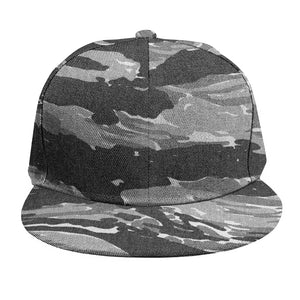 Grey Tiger Stripe Camouflage Print Snapback Cap