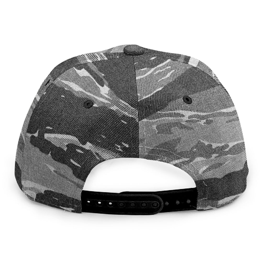 Grey Tiger Stripe Camouflage Print Snapback Cap