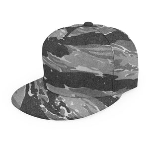 Grey Tiger Stripe Camouflage Print Snapback Cap