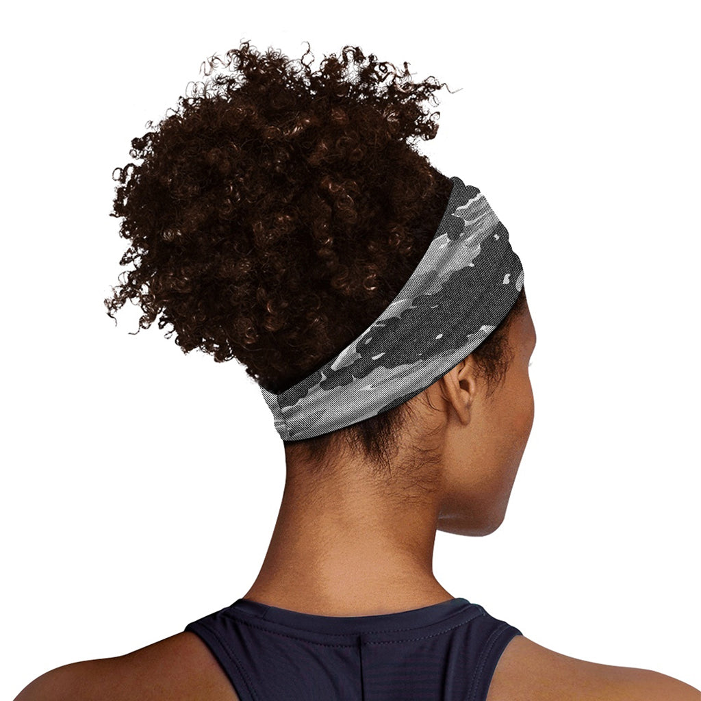 Grey Tiger Stripe Camouflage Print Sports Headband