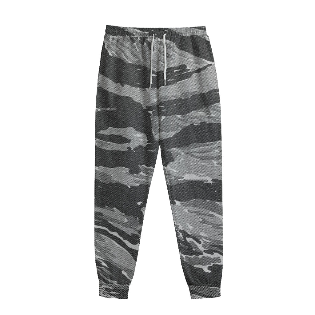 Grey Tiger Stripe Camouflage Print Sweatpants