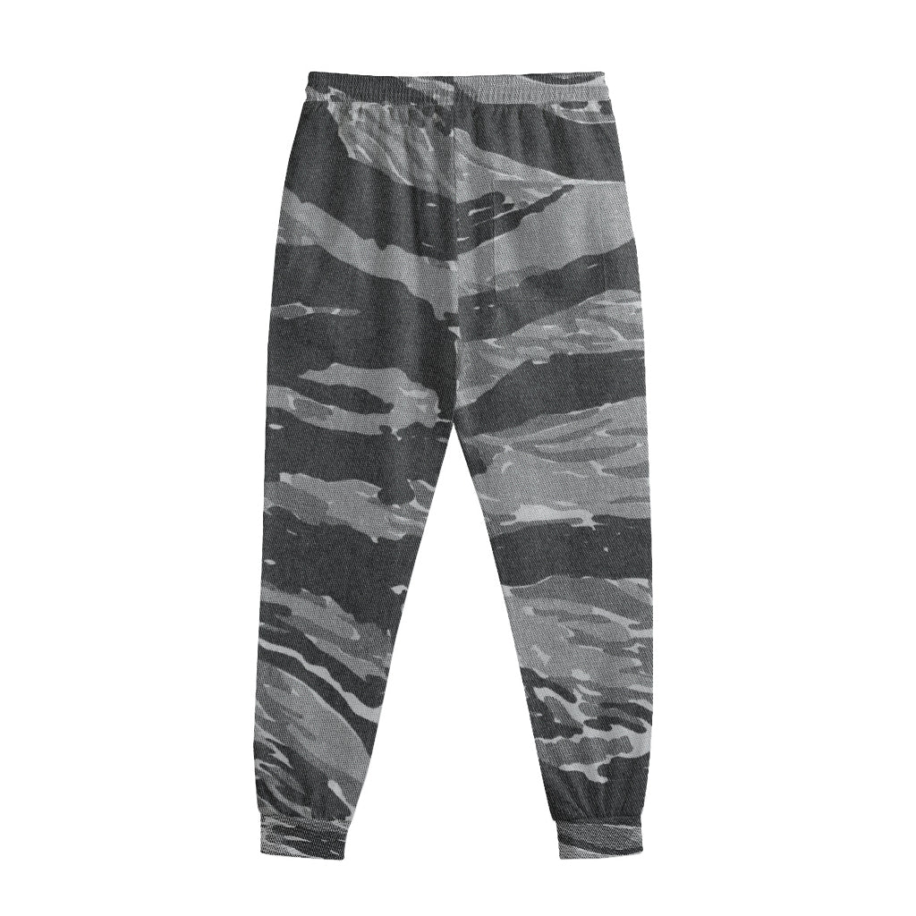 Grey Tiger Stripe Camouflage Print Sweatpants