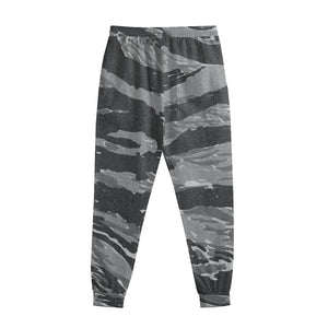 Grey Tiger Stripe Camouflage Print Sweatpants