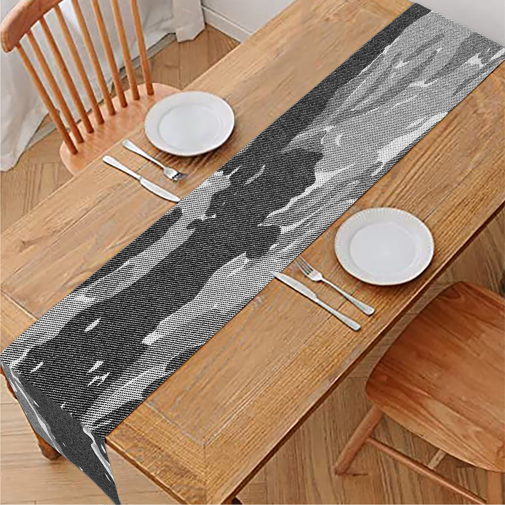 Grey Tiger Stripe Camouflage Print Table Runner